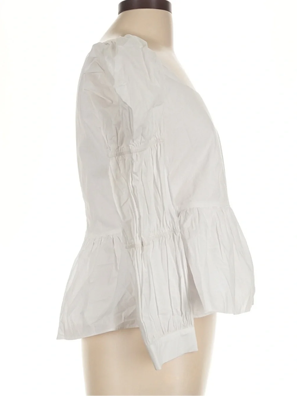Tuckernuck White Square-Neck Peplum Blouse with Puff Sleeves